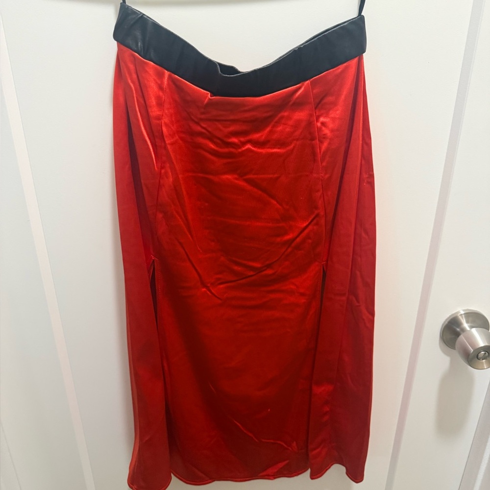Elegant Red Satin Jazz Skirt